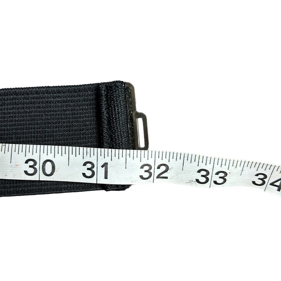 Wide Band Faux Snakeskin Buckle Black Stretch Belt - Picture 7 of 10